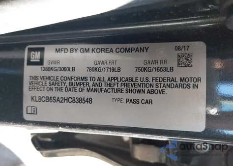 2017 Chevrolet Spark Ls Cvt from USA, damaged, VIN KL8CB6SA2HC838548